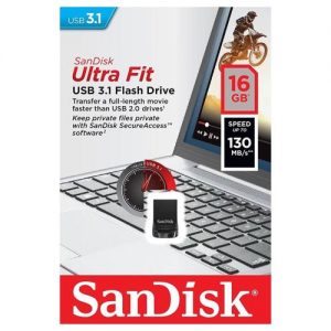 USB 3.1 Flash Disk SanDisk Ultra Fit SDCZ430 16GB 130MB/s Μαύρο