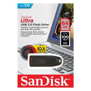 USB 3.0 Flash Disk SanDisk Ultra SDCZ48 64GB 130MB/s Μαύρο