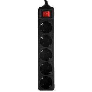 LAMTECH POWER STRIP WITH SWITCH 5 OUTLETS BLACK