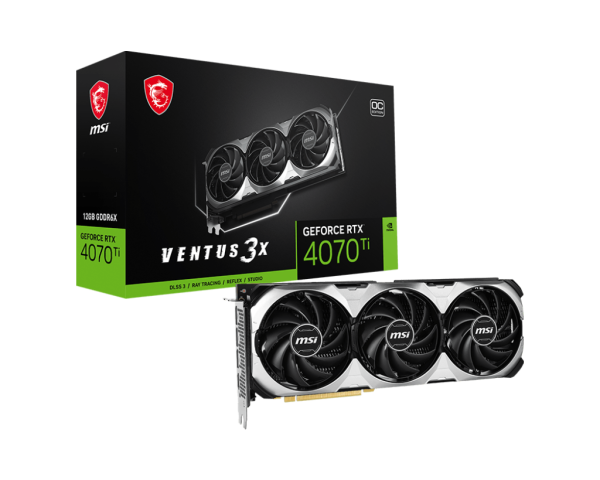 MSI VGA PCI-E NVIDIA GF RTX 4070 Ti VENTUS 3X E 12G OC, 12GB/192BIT, GDDR6X, HDMI/3x DISPLAY PORT, TRIPLE FAN, 2 SLOT FANSINK, 3YW. MSI VGA 242 1