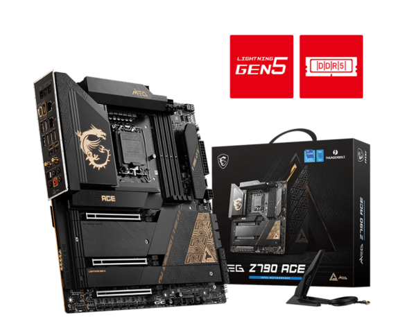 MSI MB MEG Z790 ACE, SOCKET INTEL LGA1700 14TH/13TH/12TH GEN, CS INTEL Z790, 4 DIMM SOCKETS DDR5, TYPE-C DP, 2.5 GIGABIT LAN, WIFI, E-ATX, 3YW. MEG Z790 ACE 1