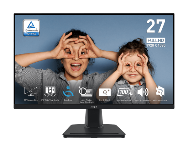 MSI MONITOR PRO MP275, FLAT IPS FHD, 27", 16:9, 300 CD/M2, 1000:1, 1MS, 100Hz, 1920x1080, HDMI/VGA/HP OUT, 2X 2W SPEAKERS, BLACK, 2YW. PRO MP275 1