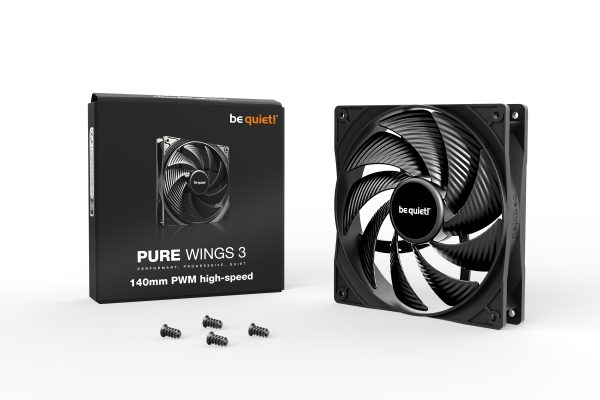 BEQUIET FAN PURE WINGS 3 140MM PWM HIGH-SPEED BL109, 1800RPM, 72,2CFM/122,6M3/H, 30,5dB, Lifespan 80000h, BLACK, 3YW. BL109 1