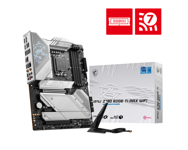 MSI MB MPG Z790 EDGE TI MAX WIFI, SOCKET INTEL LGA1700 14th/13th/12th GEN CPU, CS INTEL Z790, 4 DIMM SOCKETS DDR5, DP/HDMI, LAN 2.5G, WIFI 7, ATX, 3YW MPG Z790 EDGE TI MAX WIFI 1