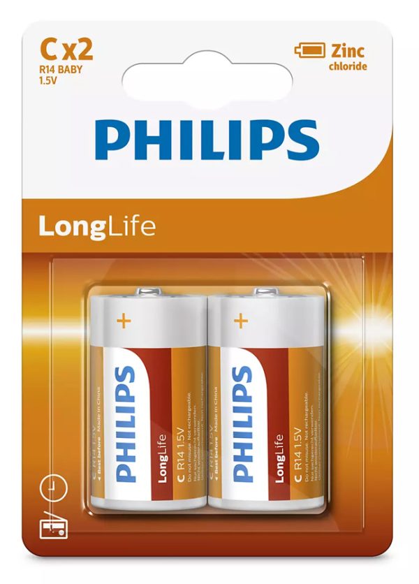 PHILIPS LongLife Zinc chloride μπαταρίες R14L2B/10