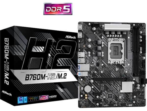 ASROCK MB B760M-H2/M.2, SOCKET INTEL LGA1700 14th/13th/12th GEN INTEL CPU, CS INTEL B760, 2 DIMM SOCKET DDR5, 2 HDMI, 2,5 GIGABIT LAN, MICRO-ATX, 3YW ASROCK B760M H2M2 MAIN 1