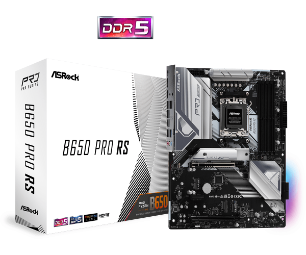 ASROCK MB B650 PRO RS, SOCKET AMD AM5, CS AMD B650, 4 DIMM SOCKETS DDR5, HDMI/DP, 2.5 GIGABIT LAN, ATX, 3YW B650 Pro RS 1