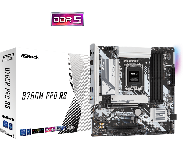 ASROCK MB B760M PRO RS, SOCKET INTEL LGA1700 14th/13th/12th GEN INTEL CPU, CS INTEL B760, 4 DIMM DDR5, HDMI/DP, 2.5 GIGABIT LAN, MICRO-ATX, 3YW B760M Pro RS 1