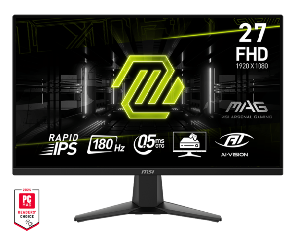 MSI MONITOR GAMING MAG 275F, FLAT IPS FHD, 27", 16:9, 250CD/M2, 1000:1, 0.5MS, 180Hz, 1920x1080, 2xHDMI/ 1xDP/ HP OUT, BLACK, 3YW MAG 275F first 1