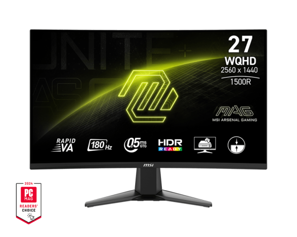 MSI MONITOR GAMING MAG 27CQ6F, CURVED VA WQHD, 27", 16:9, 300CD/M2, 5.000:1, 0.5MS, 180Hz, 2560x1440, 2xHDMI/ 1xDP/ HP OUT, BLACK, 3YW. MAG 27CQ6F first 1