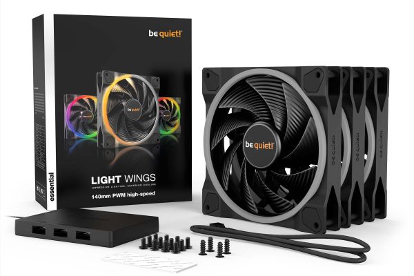 BEQUIET FAN LIGHT WINGS 140MM PWM TRIPLE-PACK BL079, ARGB, 4 PIN PWM, 2200RPM, 71.7CFM/ 121.82M3/H, 31 DB, LIFESPAN 60000H, 3YW. wingsbl079 2 1