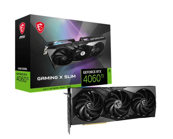 MSI VGA PCI-E NVIDIA GF RTX 4060 Ti GAMING X SLIM 16G, 16GB/128BIT, GDDR6X, HDMI/ 3x DISPLAY PORT, TRIPLE FAN, 2 SLOT FANSINK, 3YW. RTX 4060 Ti GAMING first 1