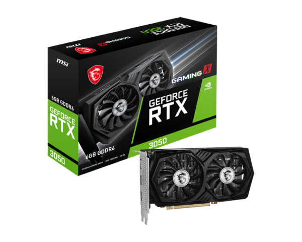 MSI VGA PCI-E NVIDIA GF RTX 3050 GAMING X 6G, 6GB/96BIT, GDDR6, 2xHDMI/1xDISPLAY PORT, DUAL FAN, 2 SLOT FANSINK, 3YW. rtx 3050 gaming first 1