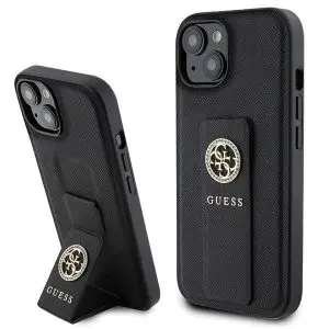 GUESS case for IPHONE 13 / 14 / 15 GUHCP15SPGSSADK (Grip Stand 4G Saffiano Strass) black