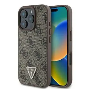 GUESS case for IPHONE 16 Pro Max GUHCP16XP4TDPW (PU Leather 4G Triangle Strass) brown