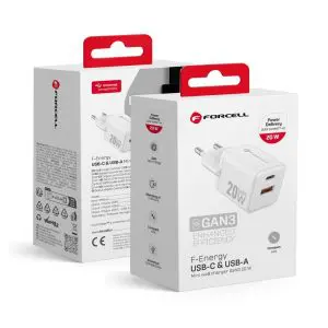 FORCELL F-ENERGY Mini GaN III VT-35A travel charger with 1 x Type C + 1x USB A sockets