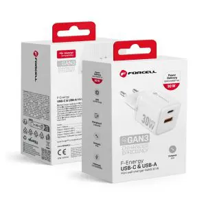 FORCELL F-ENERGY Mini GaN III VT-35C travel charger with 1 x Type C + 1x USB A sockets