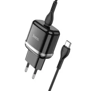 HOCO N24 φορτιστής ταξιδίου Type C + cable Type C σε Type C, PD QC3.0 20W, μαύρο