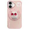 NIMMY case GLASSES COOL CAT compatible with MagSafe for IPHONE 16 pink