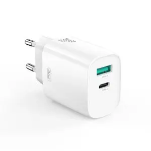 XO CE30 φορτιστής ταξιδίου, 1x USB-C + 1x USB, PD 30W, λευκό