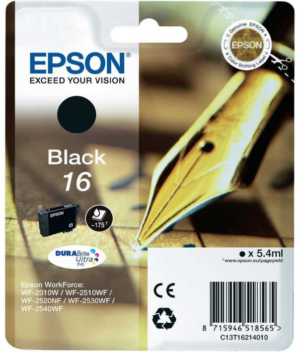 EPSON Cartridge Black DuraBright Ultra 16 C13T16214012 14738192 200 1