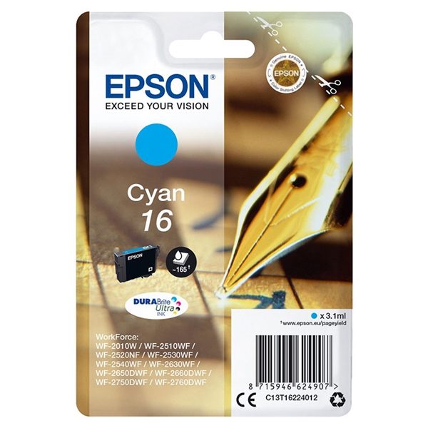 EPSON Cartridge Cyan DuraBright Ultra 16 C13T16224012 C13T16224012 1