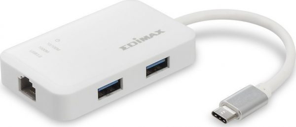 EDIMAX LAN ADAPTER EU-4308, 3-PORT USB 3.0 AND 10/100/1000MBPS GIGABIT ETHERNET HUB WITH TYPE C CONNECTOR, 2YW. 06 11 606 003 1