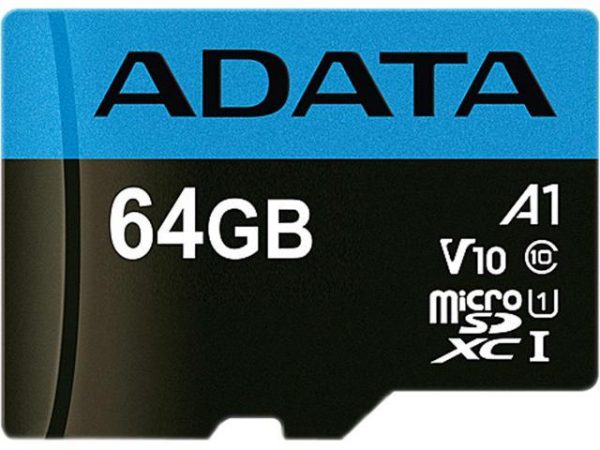 ADATA SDHC MICRO 64GB PREMIER AUSDX64GUICL10A1-RA1, CLASS 10, UHS-1, SD ADAPTER, 5YW. ADATA SDHC MICRO 64GB PREMIER AUSDX64GUICL10A1 RA1 2 1