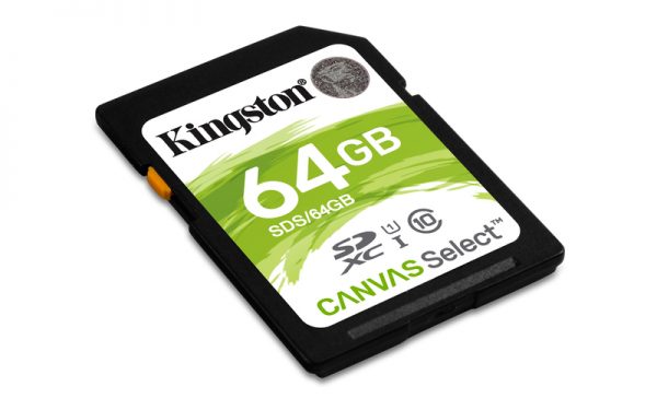 KINGSTON Memory Card Secure Digital Canvas Select Plus SDS2/64GB, Class 10 190 03 KGSD64CS 1