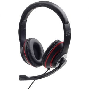 GEMBIRD JACK STEREO HEADSET BLACK WITH RED RING