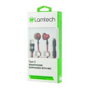 LAMTECH TYPE-C SMARTPHONE EARPHONES WITH MIC RED