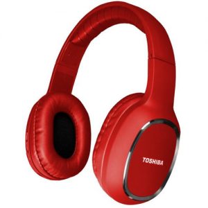 TOSHIBA AUDIO BLUETOOTH SPORT RUBBER COATED STEREO HEADPHONE RED