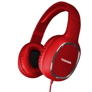 TOSHIBA AUDIO WIRED OVER EAR HEADPHONES RED