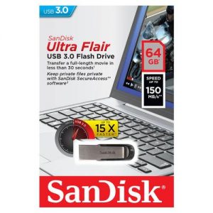 USB 3.0 Flash Disk SanDisk Ultra Flair SDCZ73 64GB 150MB/s Μαύρο