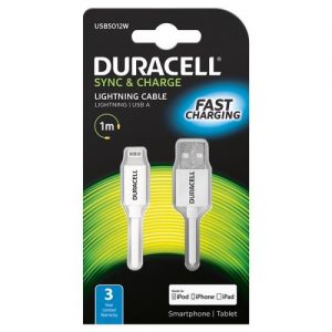 Καλώδιο Σύνδεσης USB 2.0 Duracell USB A to MFI Lightning 1m Λευκό