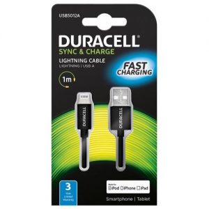 Καλώδιο Σύνδεσης USB 2.0 Duracell USB A to MFI Lightning 1m Μαύρο