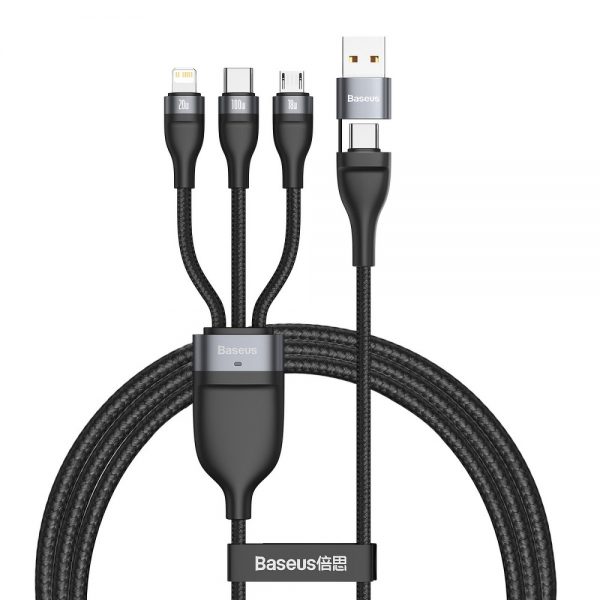 BASEUS cable USB / Typee C 4w1 Type C to Micro + Lightning 8-pin + Type C 100W PD Qi gray-black CA2T3-G1