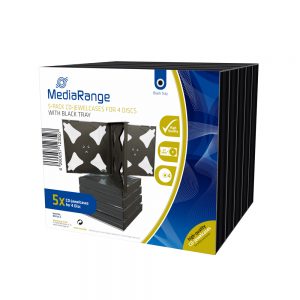 MediaRange CD Jewelcase for 4 discs 22mm Black Pack 5 (MRBOX34-4)