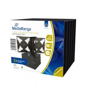 MediaRange CD Jewelcase for 6 discs 22mm Black Pack 5 (MRBOX34-6)