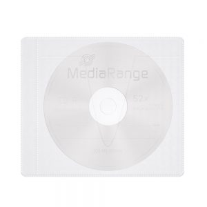 MediaRange Adhesive-backed fleece Sleeves for 1 disc White/semi-clear