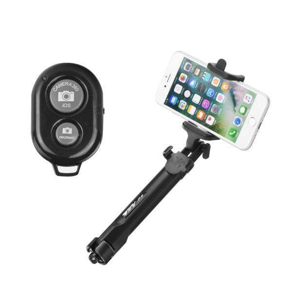 Combo selfie stick with tripod and remote control bluetooth black [For Him]