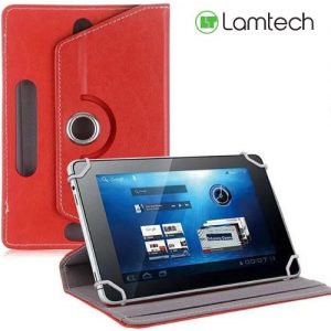 LAMTECH RED UNIVERSAL 10.1 TABLET CASE WITH 360 ROTATION