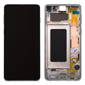 LCD with Touch Screen & Front Cover Samsung G973F Galaxy S10 Prism Silver (Original)