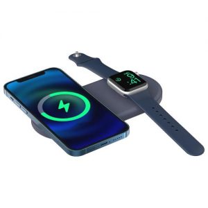 Desktop Holder Ahastyle PT135 for Apple iPhone 12 Series & iWatch MagSafe Charger Silicon 2in1 Blue