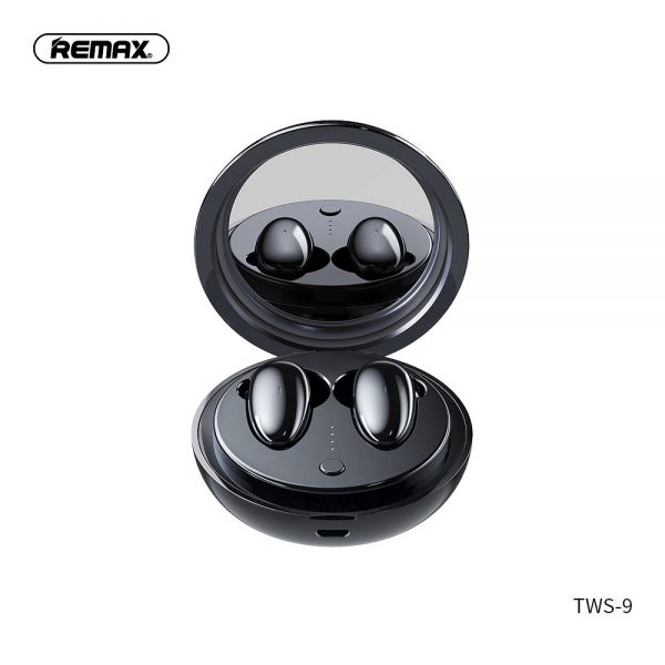 REMAX wireless stereo earbuds TWS-9 with docking station and mirror black
