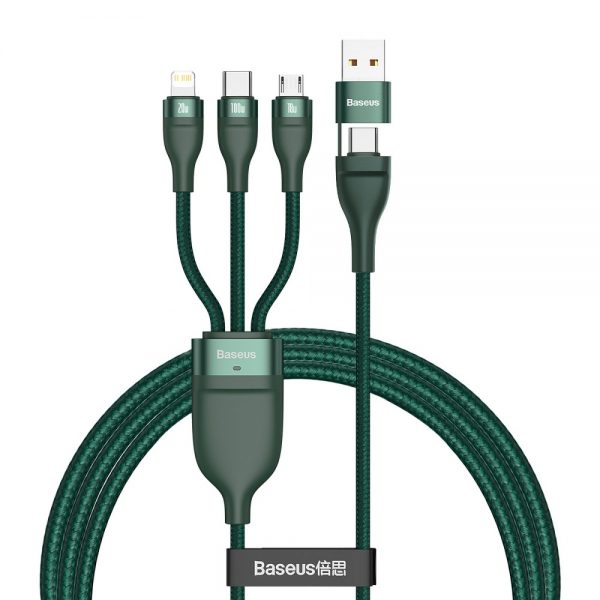 BASEUS cable USB / Typee C 4w1 Type C to Micro + Lightning 8-pin + Type C 100W PD Qi green CA2T3-06