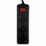 LAMTECH POWER STRIP WITH SWITCH 3 OUTLETS BLACK