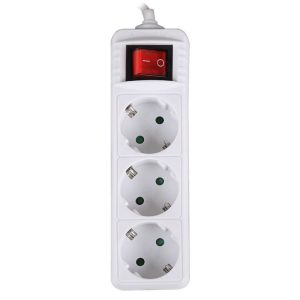 LAMTECH POWER STRIP WITH SWITCH 3 OUTLETS WHITE