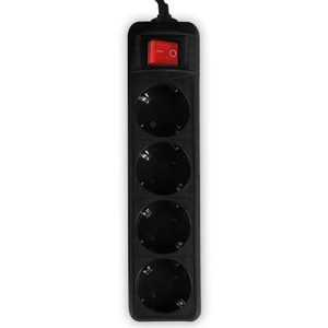 LAMTECH POWER STRIP WITH SWITCH 4 OUTLETS BLACK