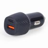 LAMTECH 2-PORT USB CAR FAST CHARGER TYPE-C PD 18W BLACK
